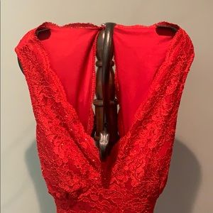 Sequin long flair red party dress